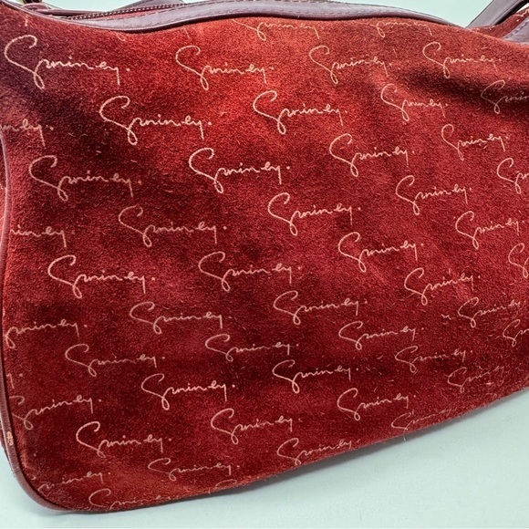 Givenchy Vintage Burgundy Suede Shoulder Bag – Gold Logo, Rare 90s Style - Picture 2 of 12